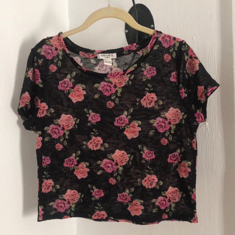 sheer floral crop top